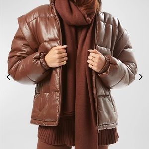 NWOT! WeWoreWhat snap-off sleeve faux leather puffer